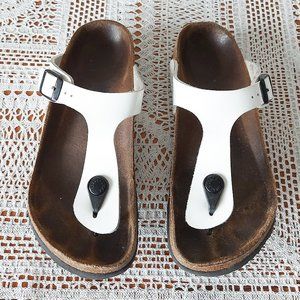 Birkenstock Sandals White Gizeh Thong Eva Slippers Slip-on Adjustable Buckle 34
